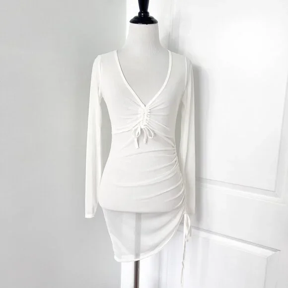 boohoo white beach dress Bohemian Lace Beach Wedding Dress A-Line Boho Bridal Gown with Lace-Up   Viniodress